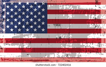 Grunge USA flag.Vintage American flag.Vector.