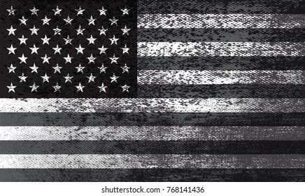 Grunge USA flag.Vintage American flag.Vector.