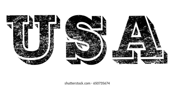 Grunge USA letters.USA word in grunge style.