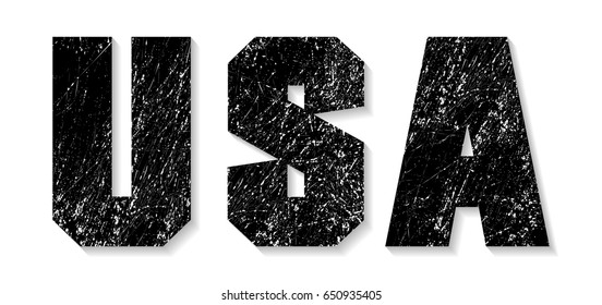 Grunge USA letters.Vintage USA word.