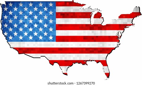 Grunge USA map with flag inside - Illustration