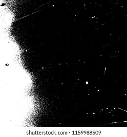 Grunge Used dirty background. Distress urban texture. Brushed black paint cover. Overlay aged grainy messy template. Renovate wall grimy backdrop. Empty aging design element. EPS10 vector.