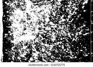 Grunge Used dirty background. Distress urban frame texture. Brushed black paint cover. Overlay aged grany messy template. Renovate wall grimy backdrop. Empty aging design element. EPS10 vector.