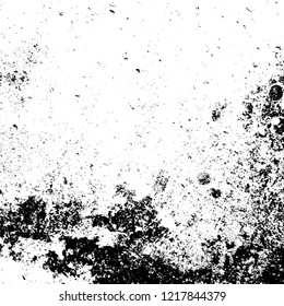 Grunge Used dirty background. Distress urban frame texture. Brushed black paint cover. Overlay aged grany messy template. Renovate wall grimy backdrop. Empty aging design element. EPS10 vector.