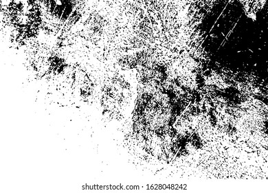 Grunge Used dirty background. Distress urban frame texture. Brushed black paint cover. Overlay aged grany messy template. Renovate wall grimy backdrop. Empty aging design element. EPS10 vector