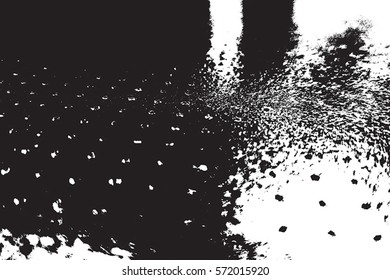 Grunge Used dirty background. Distress urban frame texture. Brushed black paint cover. Overlay aged grany messy template. Renovate wall grimy backdrop. Empty aging design element. EPS10 vector.