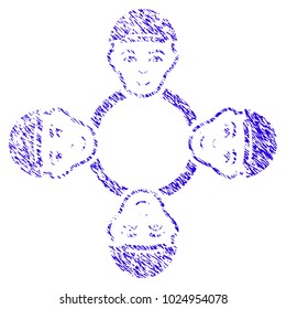 Grunge User Collaboration Network rubber seal stamp watermark. Icon symbol with grunge design and scratched texture. Unclean vector blue sign user collaboration network.