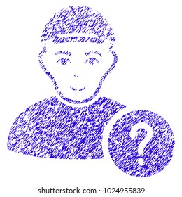 Grunge User Query rubber seal stamp watermark. Icon symbol with grunge design and unclean texture. Unclean vector blue sign user query.