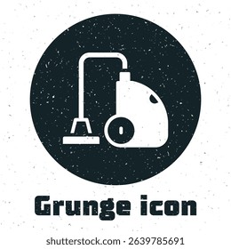 Grunge Vacuum cleaner icon isolated on white background. Monochrome vintage drawing. Vector