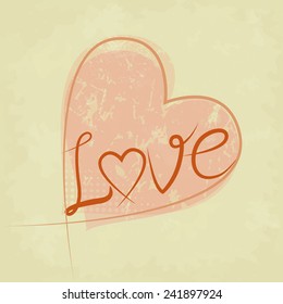 Grunge valentine card with copy space, vector illustration