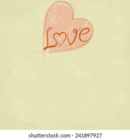 Grunge valentine card with copy space, vector illustration