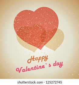 grunge valentine card with three hearts. valentine and love concept.