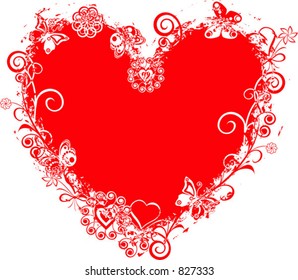 Grunge valentine frame, heart, vector