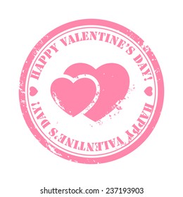 Grunge Valentine stamp pink scraped hearts with text