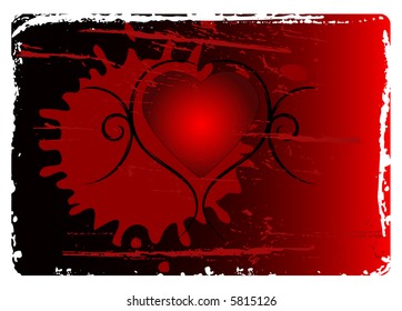 Grunge Valentines fondo abstracto , corazón rojo