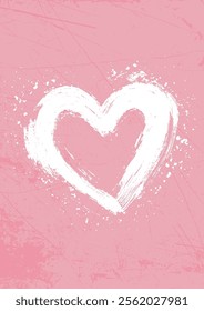 Grunge Valentines Day background with a hand painted heart design