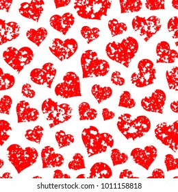 Grunge Valentine's day background with red hearts