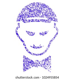 Grunge Vampire Head rubber seal stamp watermark. Icon symbol with grunge design and dust texture. Unclean vector blue sticker vampire head.