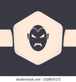 Grunge Vampire icon isolated on grey background. Happy Halloween party. Monochrome vintage drawing. Vector Illustration