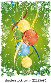 Grunge Vector Abstract Background with Christmas balls and decoration