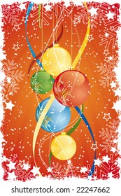 Grunge Vector Abstract Background with Christmas balls and decoration