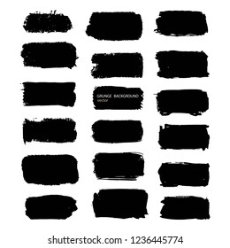 Grunge vector abstract hand - painted element.Set of black brush stroke and texture. . Underline and border.