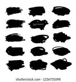 Grunge vector abstract hand - painted element.Set of black brush stroke and texture. . Underline and border.