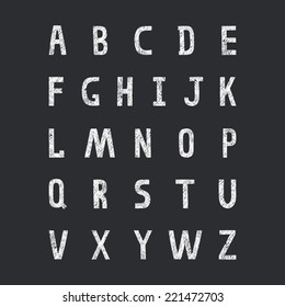 Grunge Vector Alphabet On Black Background