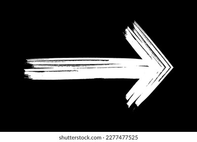 Grunge vector arrow. White brush paint arrow.