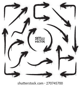 Grunge vector arrows set. Abstract vector background. Vector design elements. Hand drawn vector shapes. Vector grunge cursors. Grungy vector shapes