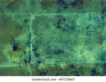 Grunge Vector Background Art Style Editable Vintage Style Retro Distressed Texture. Great Deep Green Rusty Old Wall Design Element Backdrop For Your Grungy Projects