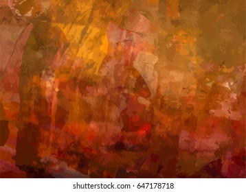 Grunge Vector Background Art Style Editable Vintage Style Retro Distressed Texture. Great Red And Orange Fire Tone Design Element Backdrop For Your Grungy Projects