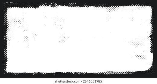 Fondo de Vector Grunge. Elemento de diseño artístico sucio, caja, marco o fondo para texto. Textura semitono. Grunge bordes ásperos. Pared vieja. Telón de fondo granulado.