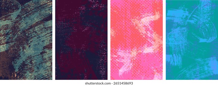 Fundo do vetor Grunge. Elemento de design artístico, caixa, quadro ou plano de fundo sujo para texto. Textura de meio-tom. Grunge bordas ásperas. Muro velho. Fundo granulado.