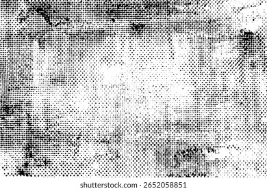 Fundo do vetor Grunge. Elemento de design artístico, caixa, quadro ou plano de fundo sujo para texto. Textura de meio-tom. Grunge bordas ásperas. Muro velho. Fundo granulado.