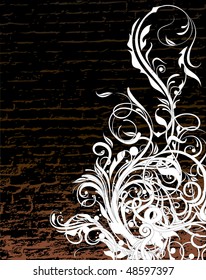 Grunge vector background. Floral decoration.