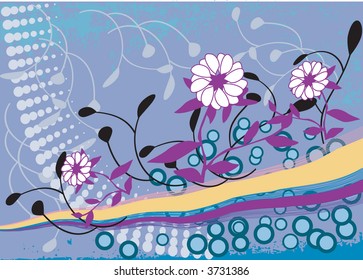 Grunge vector background with flower motif.