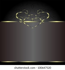 grunge vector background with golden calligraphic frame