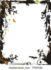 Grunge vector background series with floral details.