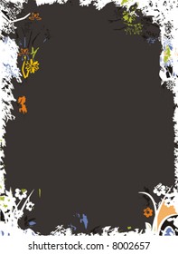 Grunge vector background series with floral details.