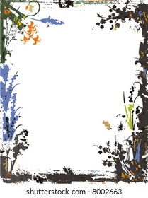 Grunge vector background series with floral details.