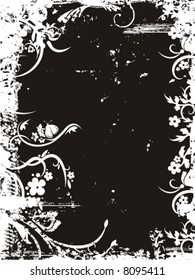 Grunge vector background series with floral details.
