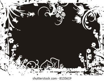 Grunge vector background series with floral details.