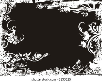 Grunge vector background series with floral details.