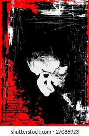 Grunge Vector Background With Skull