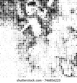 Grunge vector background from squares on white background. Abstract texture monochrome. Vintage pattern for print and design