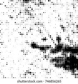 Grunge vector background from squares on white background. Abstract texture monochrome. Vintage pattern for print and design