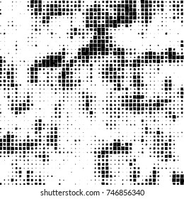 Grunge vector background from squares on white background. Abstract texture monochrome. Vintage pattern for print and design