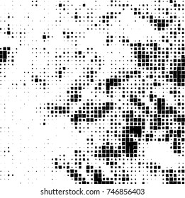Grunge vector background from squares on white background. Abstract texture monochrome. Vintage pattern for print and design