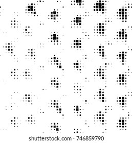 Grunge vector background from squares on white background. Abstract texture monochrome. Vintage pattern for print and design